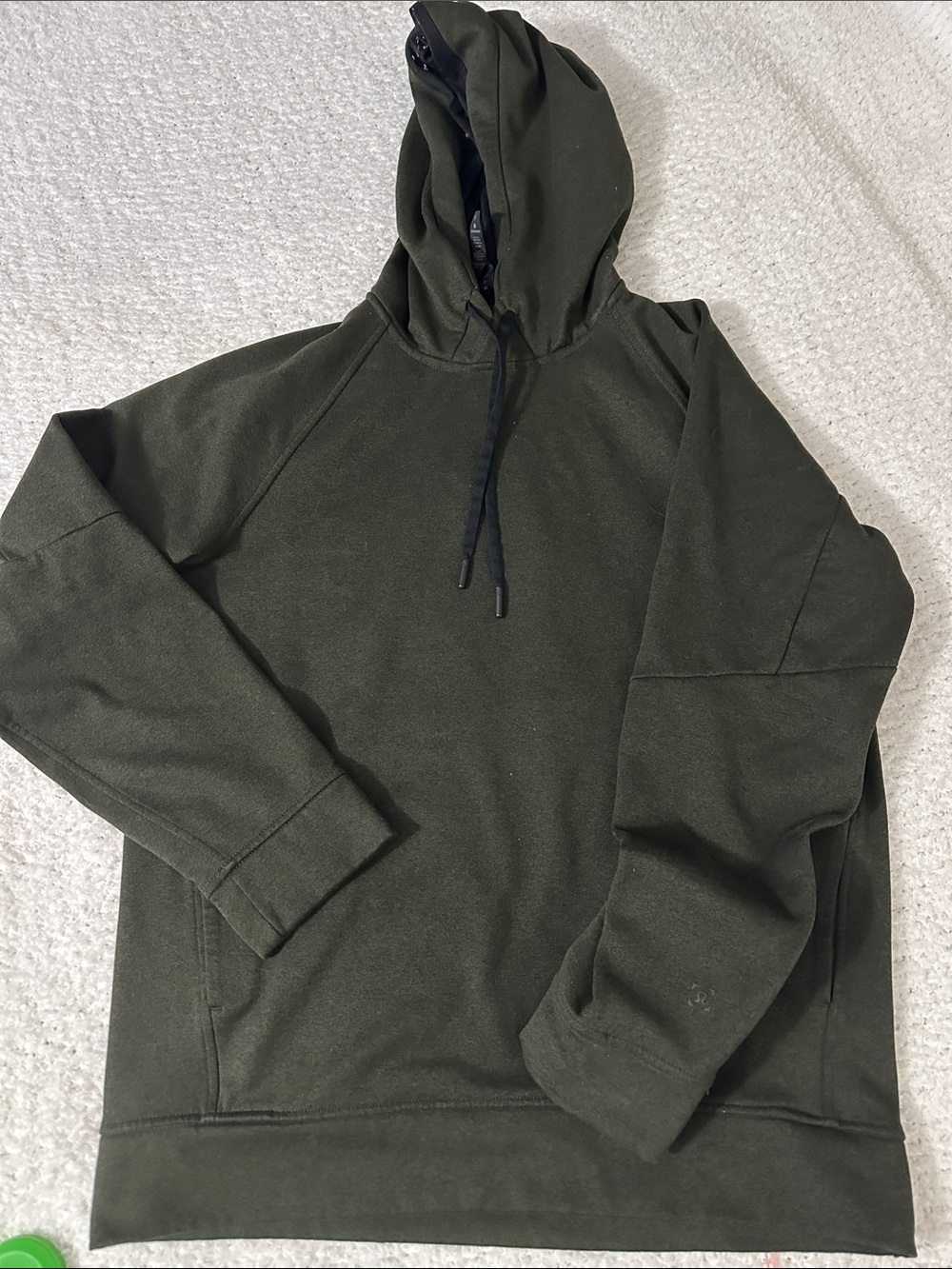 lululemon athletica Men's Olive Hoodie with Black Drawstrings size small